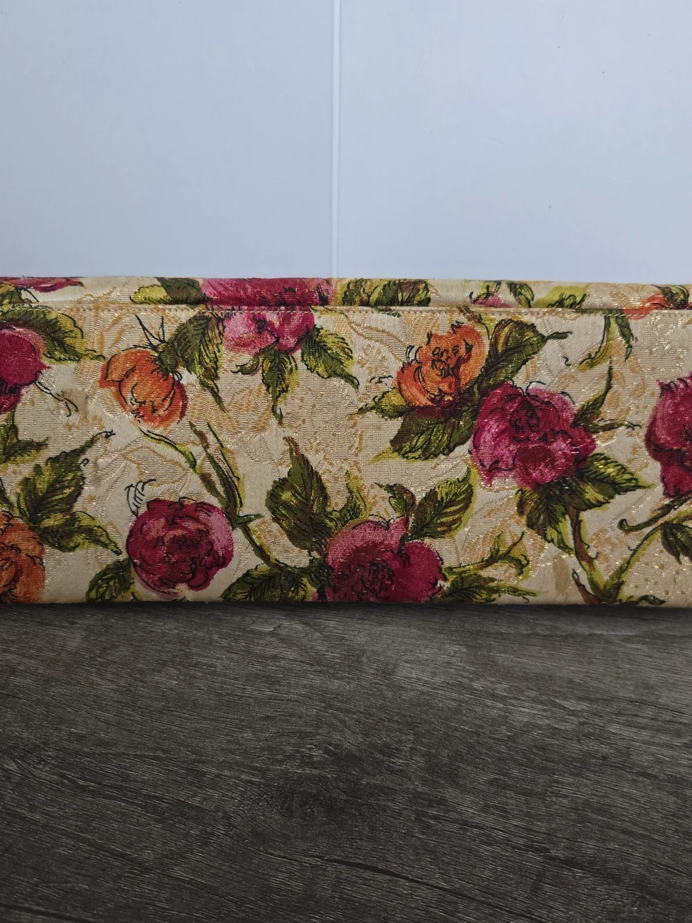 50's Vintage Carpet Style Clutch Envelope Flap W Vintage Mirror In Wax Sleeve